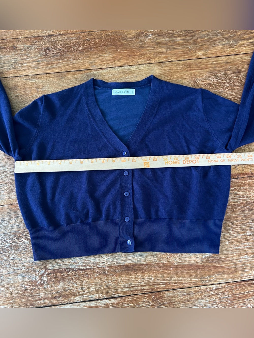 GRACE KARIN Cropped V-Neck Cardigan Sweater Set Navy Black Size XL - Picture 8 of 16